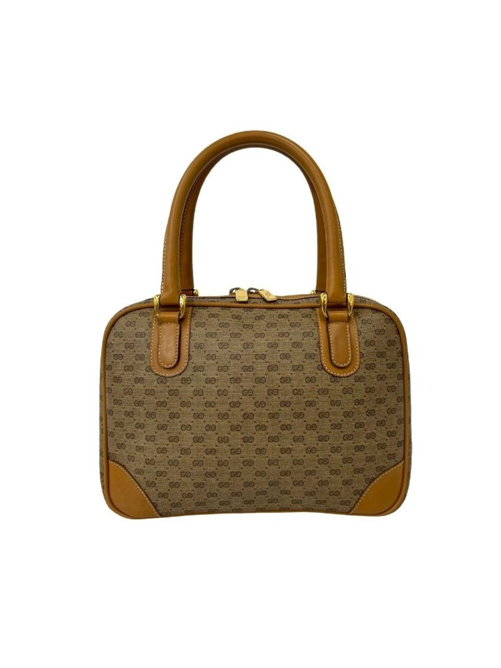 Gucci Vintage Micro GG Leather Mini Boston Bag Brown Camel - Picture 3 of 10